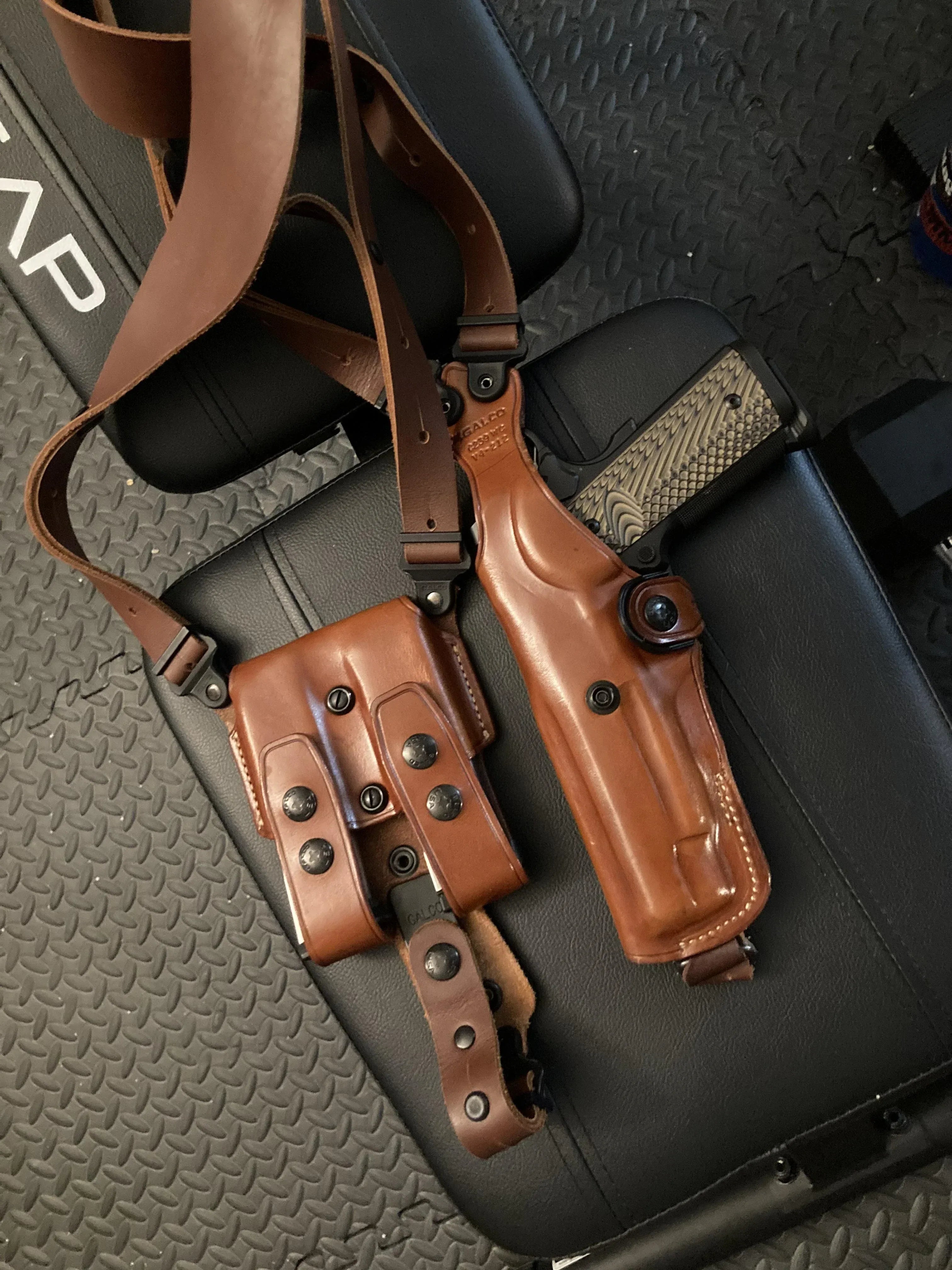 Étui D'épaule En Simili Cuir Pour Pistolet 1911, Réplique Avec Double Pochette Chargeur