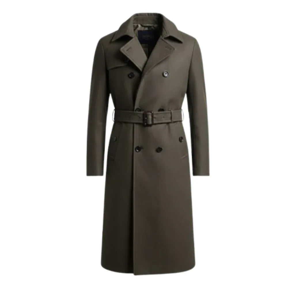 Manteau Homme Laine Mi-long Slim Fit Col Officier Automne et hiver Bleu Manteau Homme Laine Mi-long Slim Fit Col Officier Automne et hiver Bleu